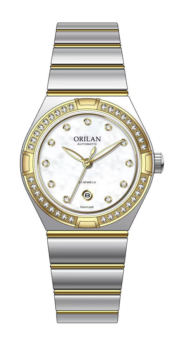 欧瑞朗 腕表 小众轻奢精钢金色女士机械腕表