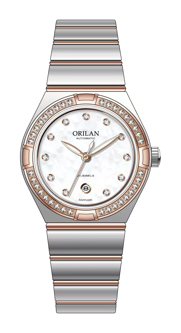 欧瑞朗 腕表 小众轻奢精钢玫瑰金女士机械腕表