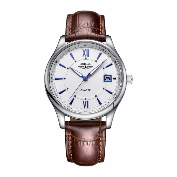 欧瑞朗 腕表 优质经典手表蓝色刻度男士石英表